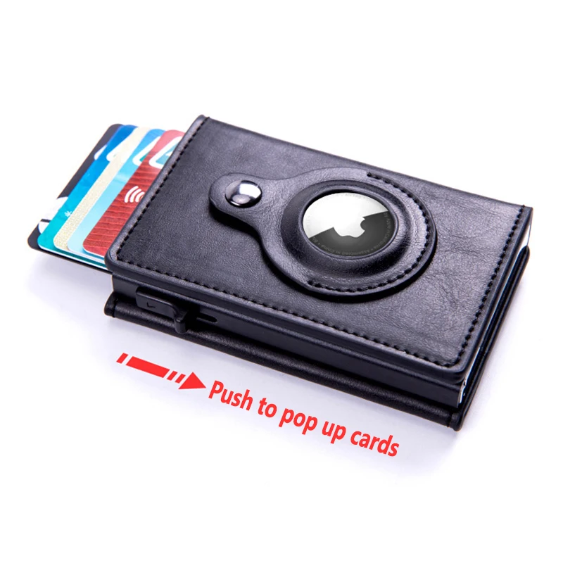 Factory Direct Anti Lost Locator Holder Mens Wallet PU Leather Pop Up Aluminum RFID Minimalist Mens Wallet with Air Tag Case - Image 4