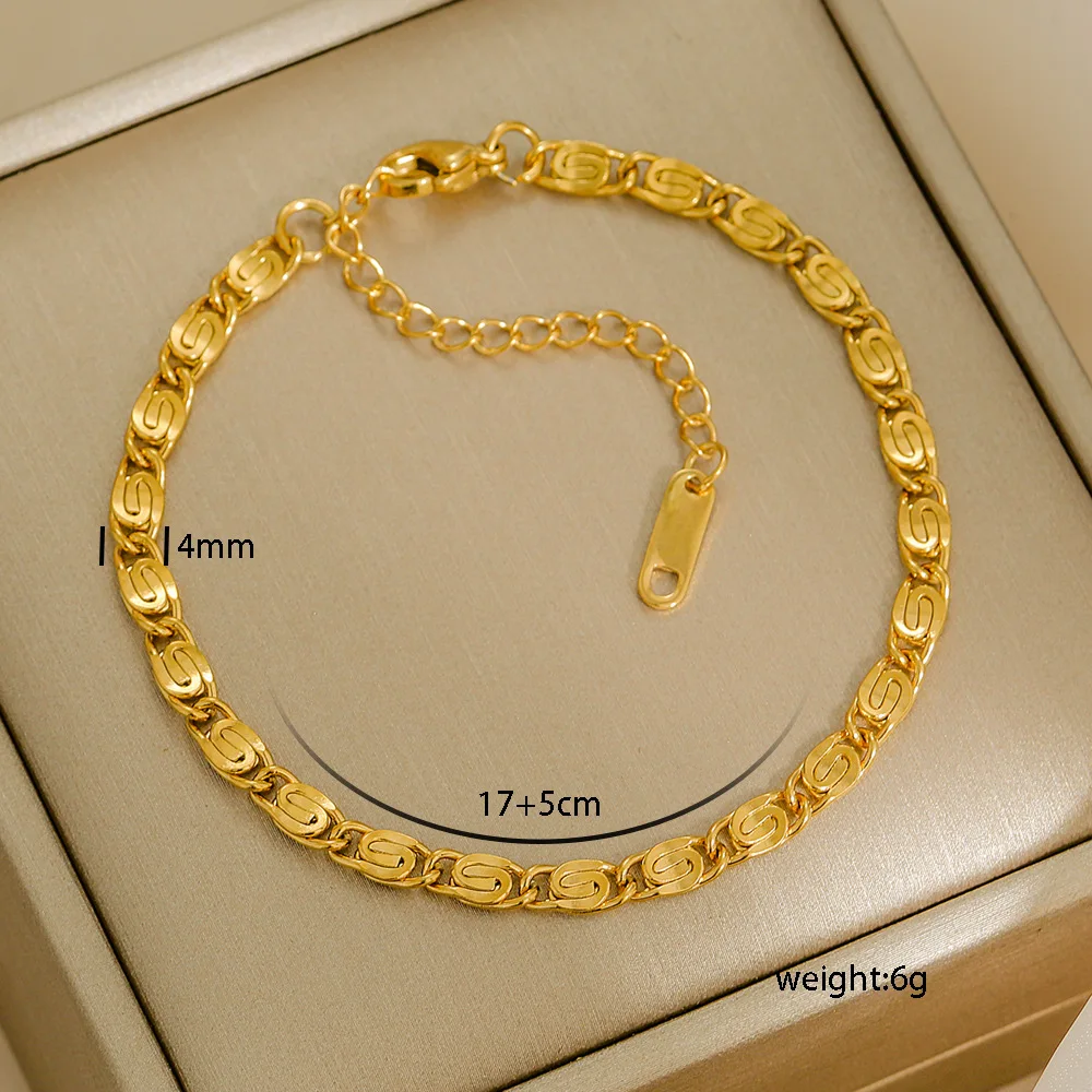 Multi Styles Thick Bracelets Simple High End Gold Filled Beaded Bracelet Personalized Stainless Steel Body Jewelry for Women - Image 15