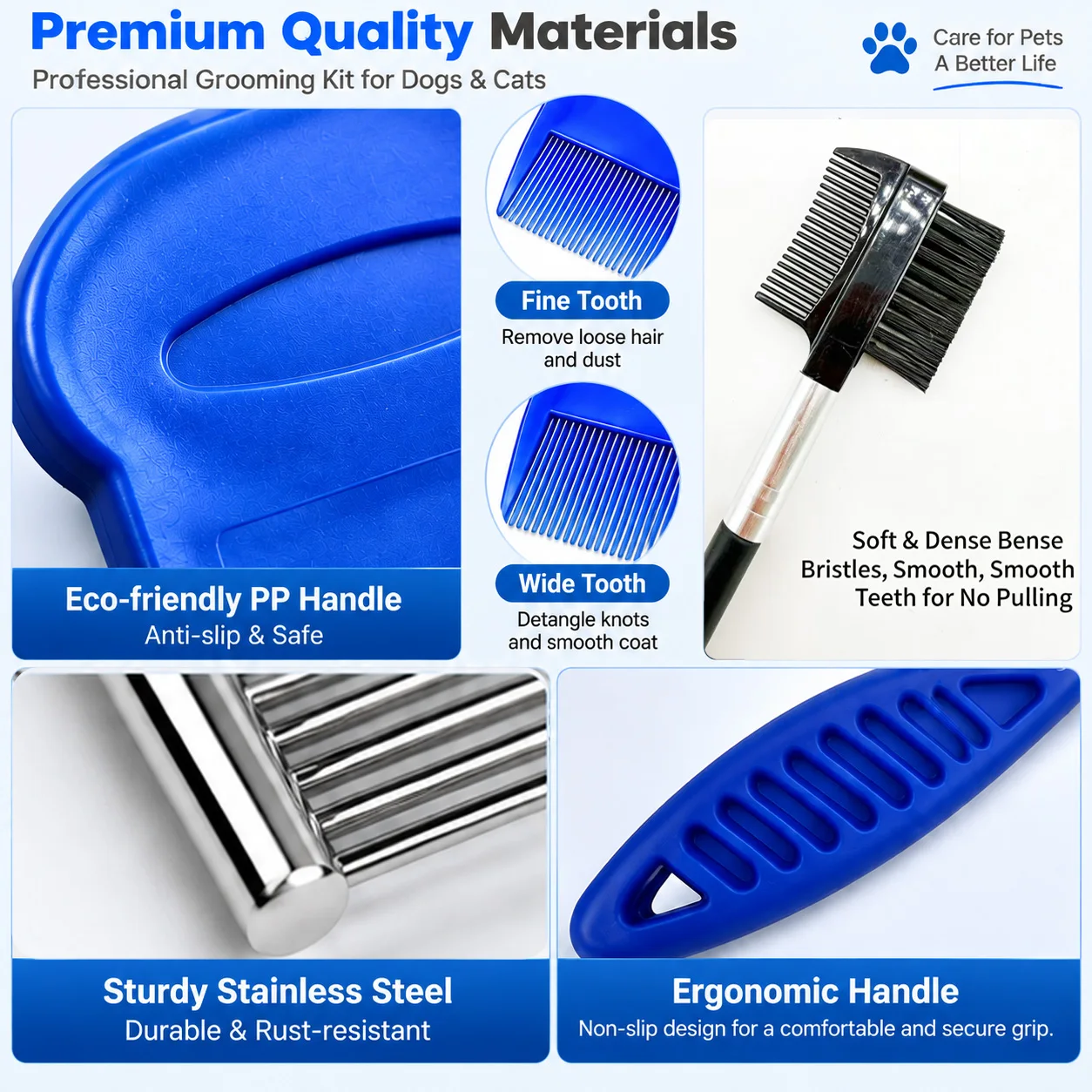 6-Piece Pet Grooming Kit Professional Cleaning and Lice Removal Tool Set Detangling Hair Brush for Dogs and Cats Wholesale - Image 3