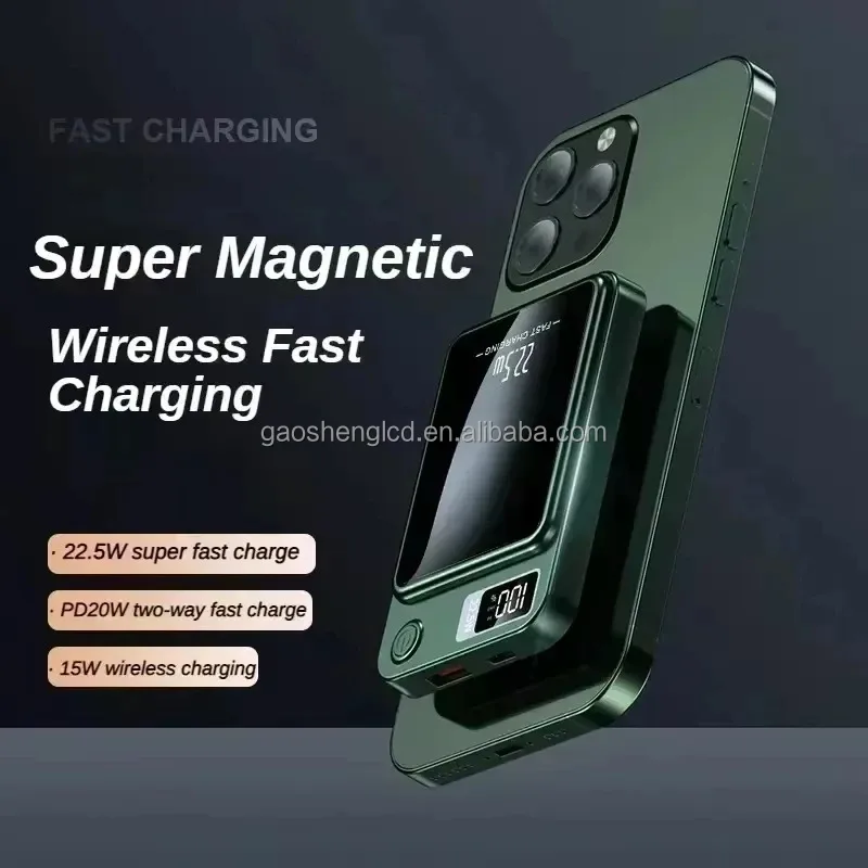 Custom 22.5W Portable Magnetic Power Bank 10000mah 20000mah with Holder External Battery Wireless Charger Power Bank for Phone - Image 3