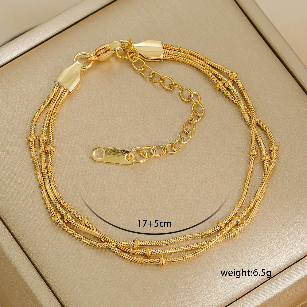 Multi Styles Thick Bracelets Simple High End Gold Filled Beaded Bracelet Personalized Stainless Steel Body Jewelry for Women - Image 9