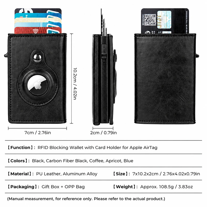 Factory Direct Anti Lost Locator Holder Mens Wallet PU Leather Pop Up Aluminum RFID Minimalist Mens Wallet with Air Tag Case - Image 5