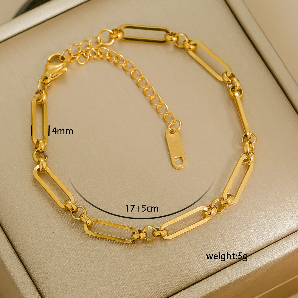 Multi Styles Thick Bracelets Simple High End Gold Filled Beaded Bracelet Personalized Stainless Steel Body Jewelry for Women - Image 18