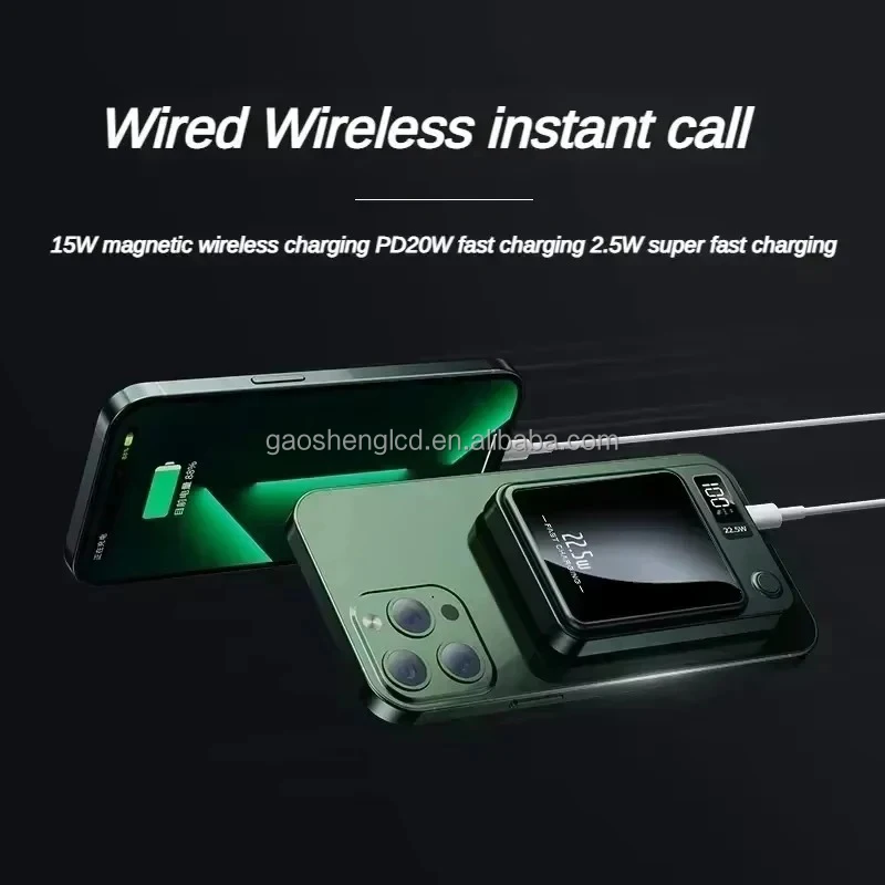 Custom 22.5W Portable Magnetic Power Bank 10000mah 20000mah with Holder External Battery Wireless Charger Power Bank for Phone - Image 4
