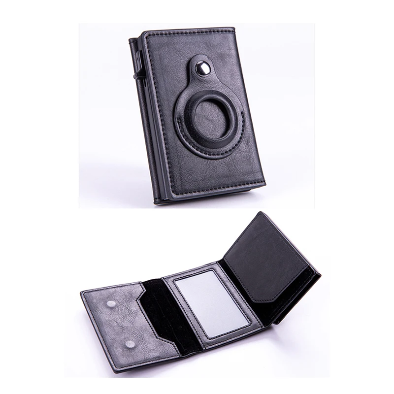 Factory Direct Anti Lost Locator Holder Mens Wallet PU Leather Pop Up Aluminum RFID Minimalist Mens Wallet with Air Tag Case - Image 8