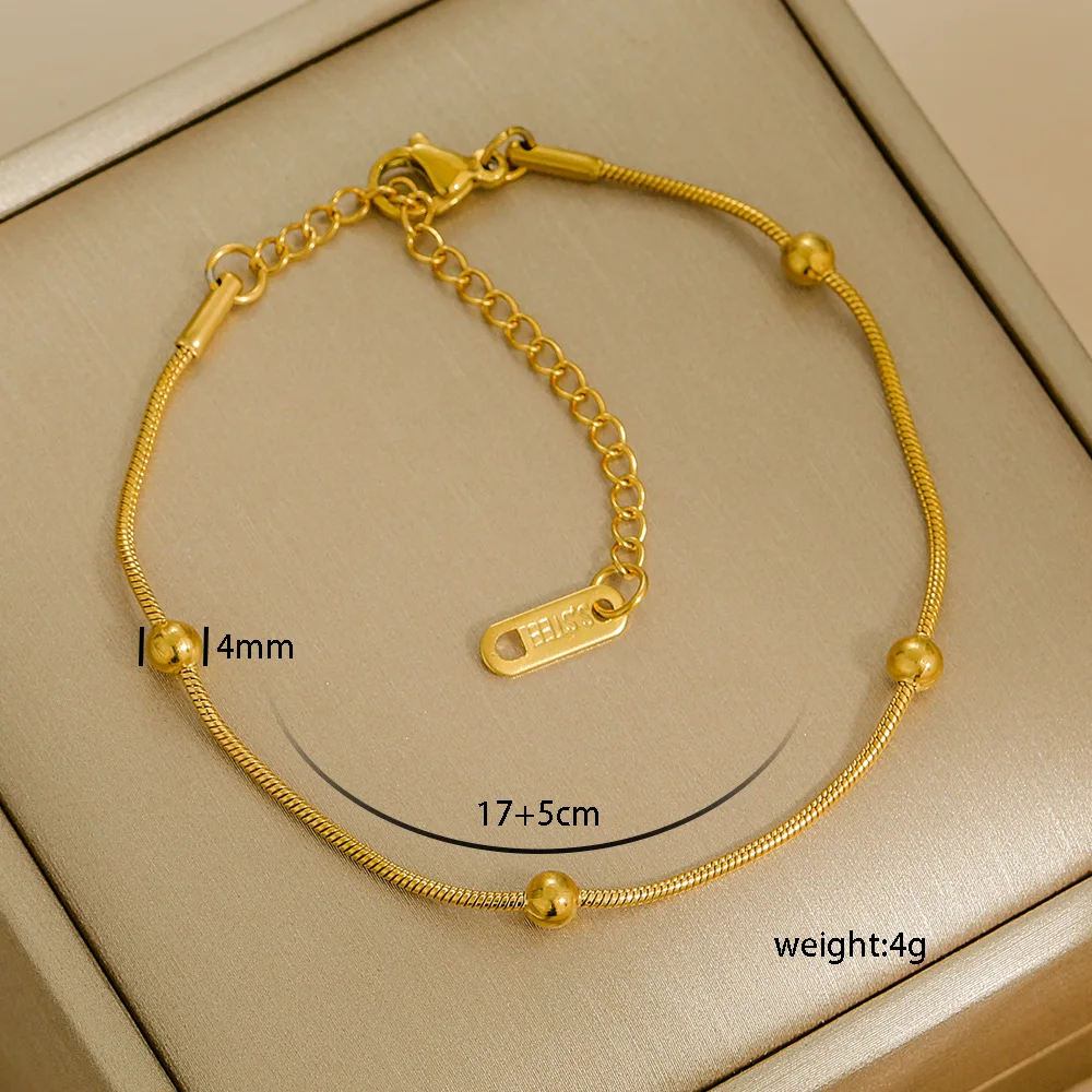 Multi Styles Thick Bracelets Simple High End Gold Filled Beaded Bracelet Personalized Stainless Steel Body Jewelry for Women - Image 19