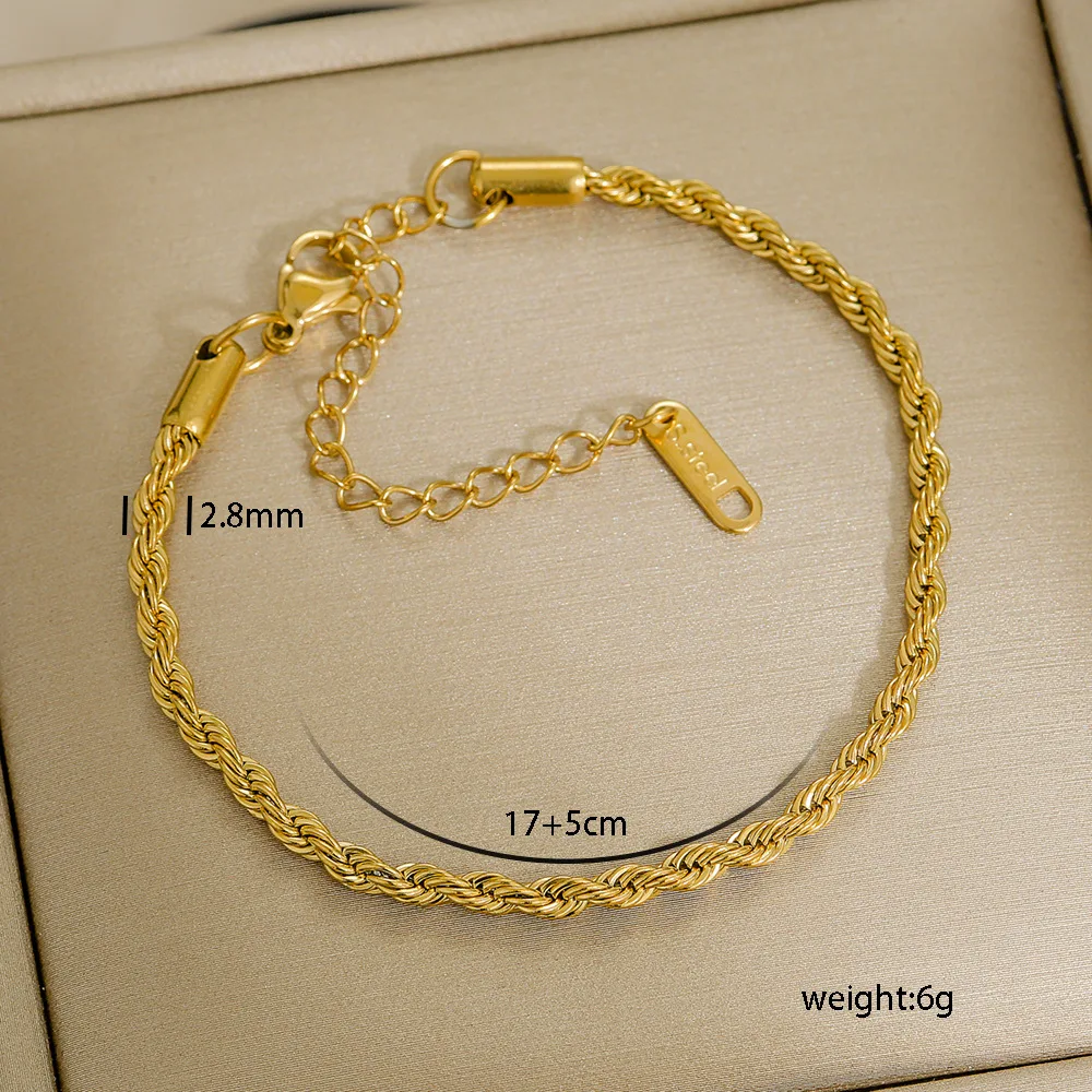 Multi Styles Thick Bracelets Simple High End Gold Filled Beaded Bracelet Personalized Stainless Steel Body Jewelry for Women - Image 11