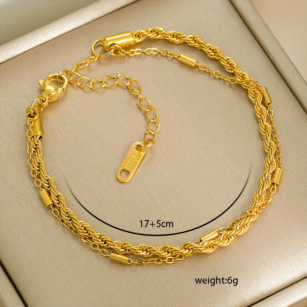 Multi Styles Thick Bracelets Simple High End Gold Filled Beaded Bracelet Personalized Stainless Steel Body Jewelry for Women - Image 29