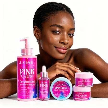 LKIAE Pink Glow Skin Care Set For Women, Anti Black Spots, Brightening, Nourishing, Moisturizing, Improve Rough Skin Beauty Kit