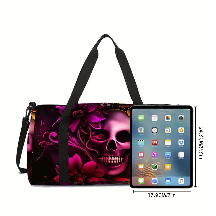 Skull Print Large Capacity Luggage Bag for Boy/Girl Best Gift 2D Cartoon Travel Duffels Outdoor Fitness Bag for Children - Image 6