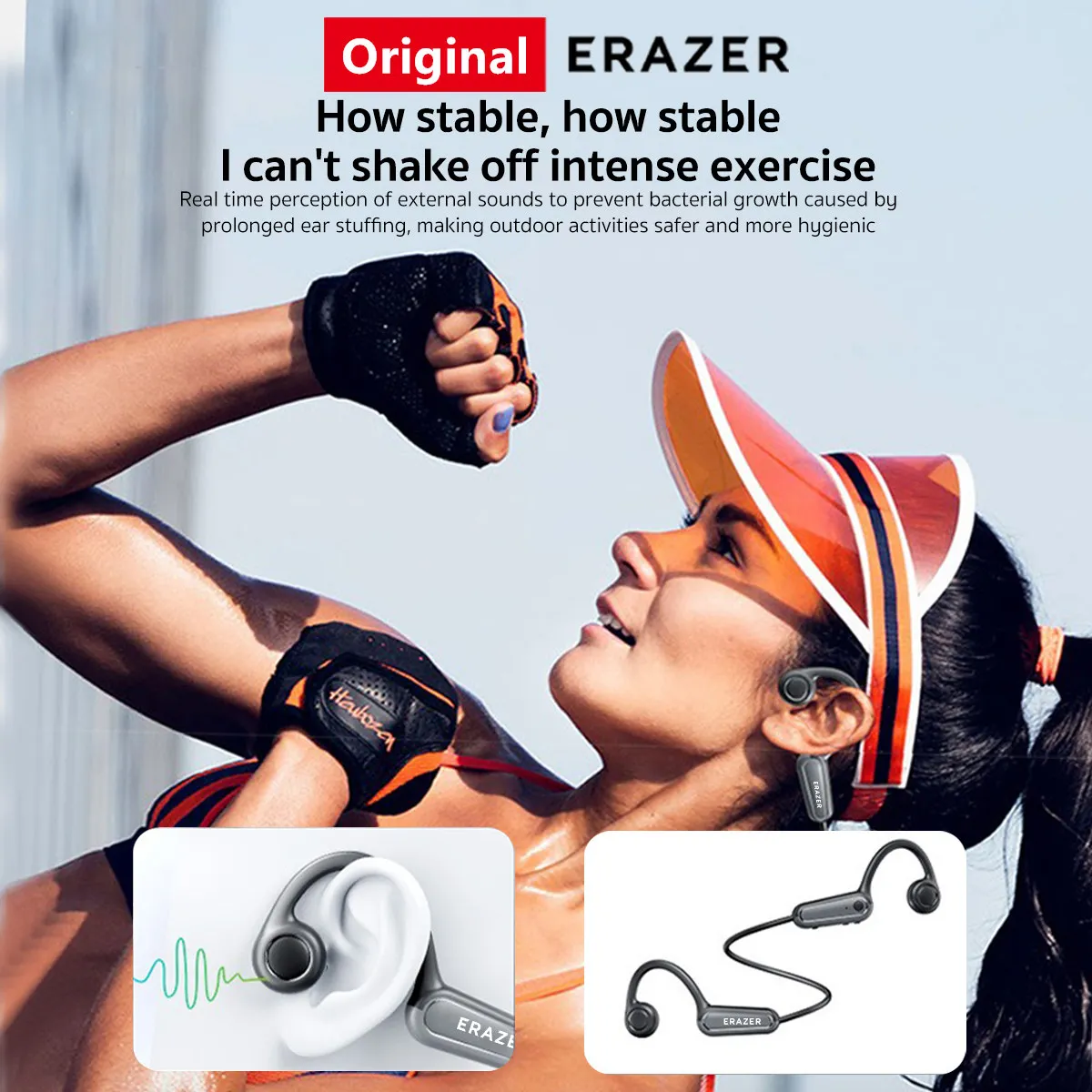 Original ERAZER XF22 Earphone Bluetooth 5.4 Sports Wireless Headphones Bone Conduction Headsets with Mic Neckband Earbuds - Image 4