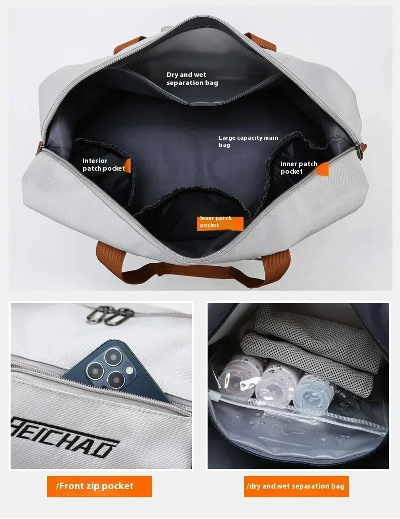 Large Capacity Travel Gym Bag Short-distance Luggage Portable Fitness Bags Shoulder Crossbody Handbags Men's Sports Waterproof B - Image 4