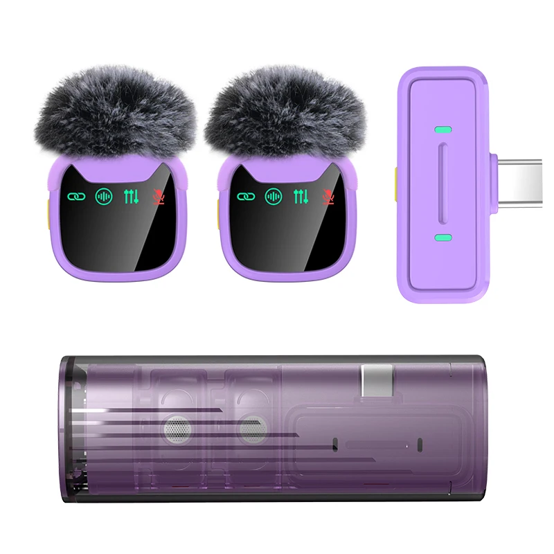 H26 Professional Dual Wireless Lavalier Microphone with LED Charging Case, Suitable for Smartphones, Laptops, Recording Videos - Image 9