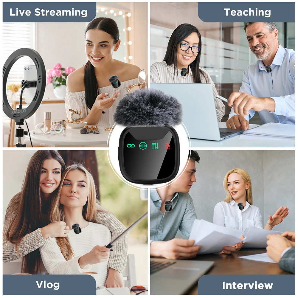 H26 Professional Dual Wireless Lavalier Microphone with LED Charging Case, Suitable for Smartphones, Laptops, Recording Videos - Image 6