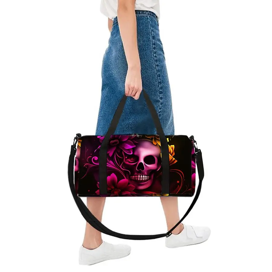 Skull Print Large Capacity Luggage Bag for Boy/Girl Best Gift 2D Cartoon Travel Duffels Outdoor Fitness Bag for Children - Image 5