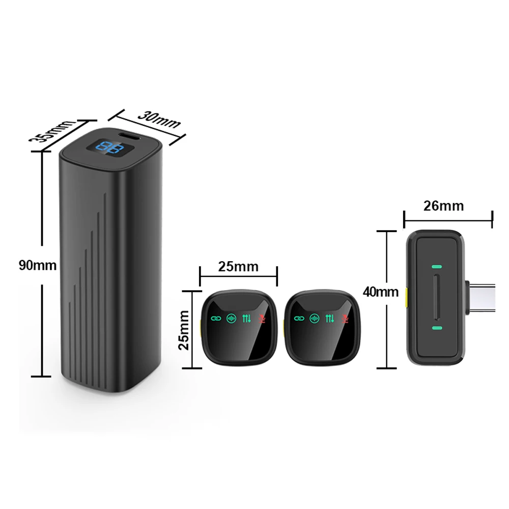 H26 Professional Dual Wireless Lavalier Microphone with LED Charging Case, Suitable for Smartphones, Laptops, Recording Videos - Image 3