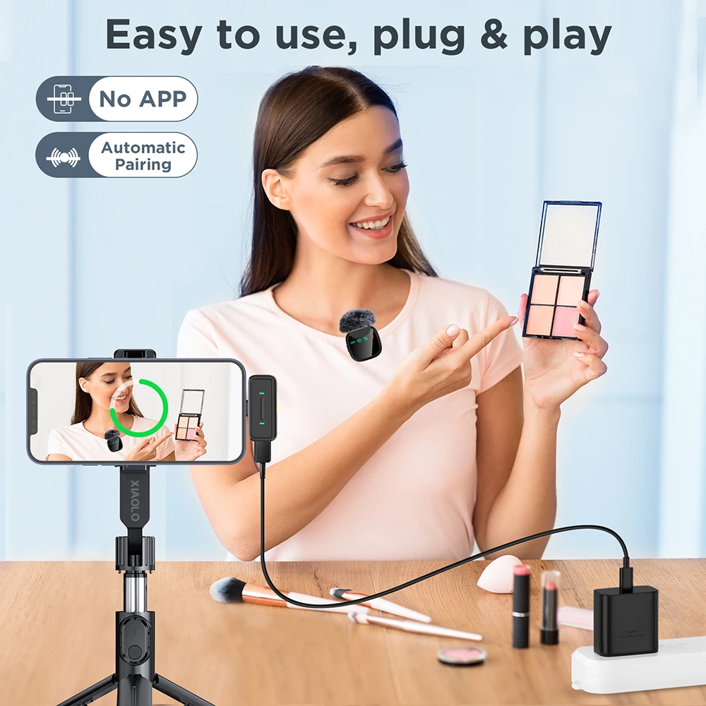 H26 Professional Dual Wireless Lavalier Microphone with LED Charging Case, Suitable for Smartphones, Laptops, Recording Videos - Image 5
