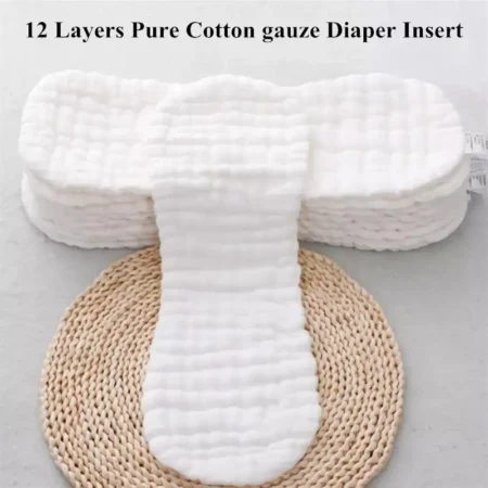 5pcs/10pcs Quality 12 Layers Baby Nappies Pure Cotton Peanut Diaper Insert Changing Liners Washable Reusable Cloth Diaper Nappy