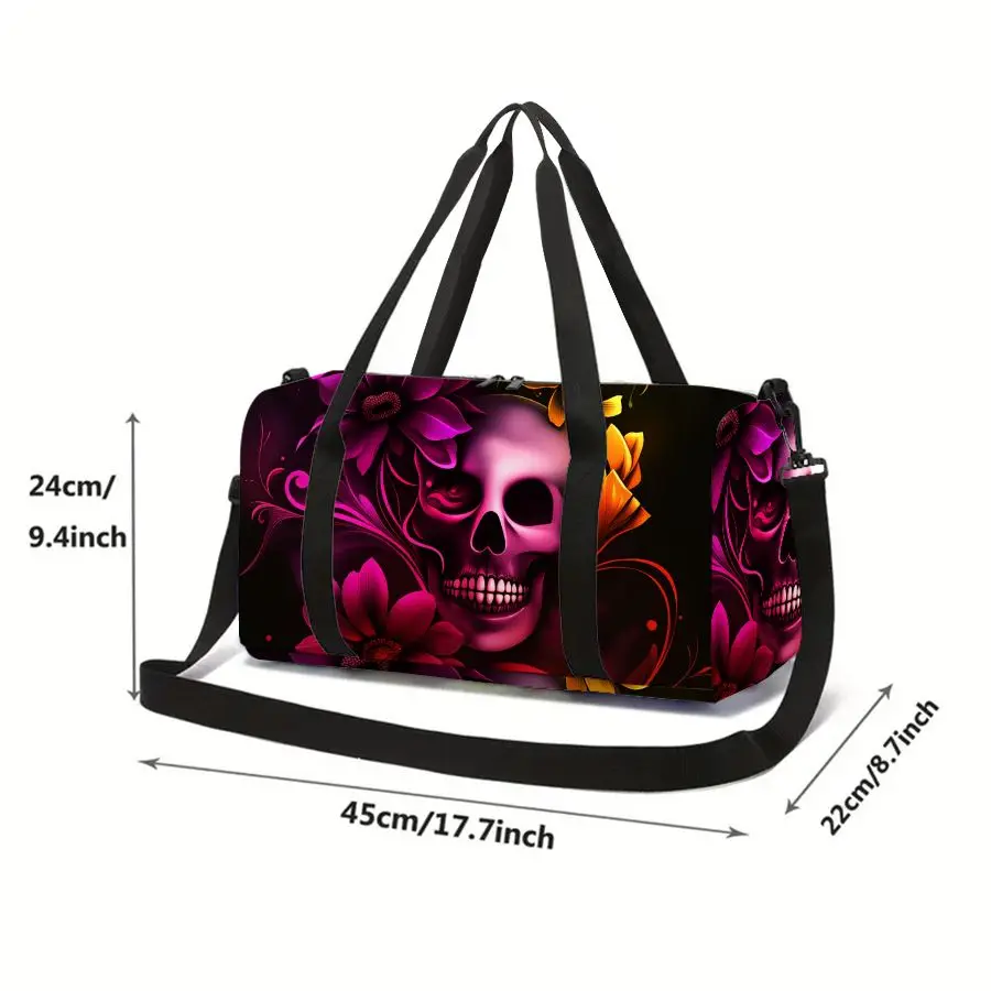 Skull Print Large Capacity Luggage Bag for Boy/Girl Best Gift 2D Cartoon Travel Duffels Outdoor Fitness Bag for Children - Image 2