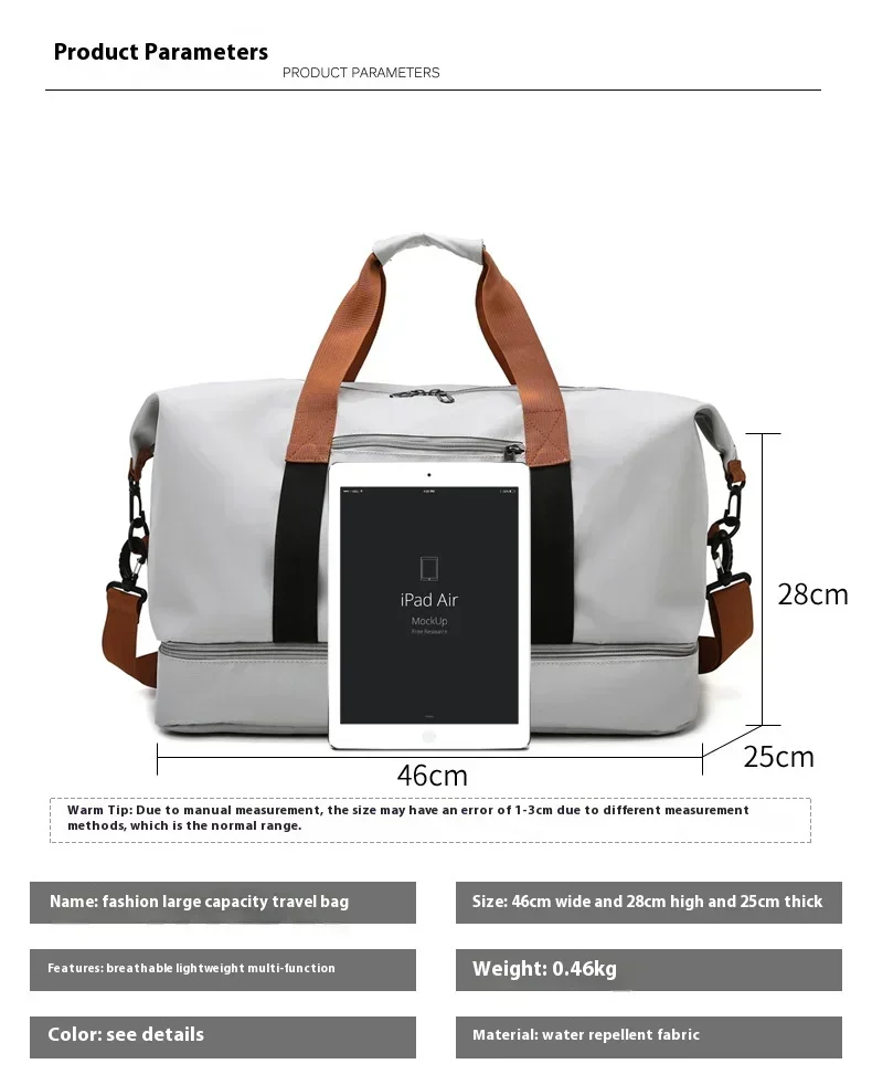 Large Capacity Travel Gym Bag Short-distance Luggage Portable Fitness Bags Shoulder Crossbody Handbags Men's Sports Waterproof B - Image 2