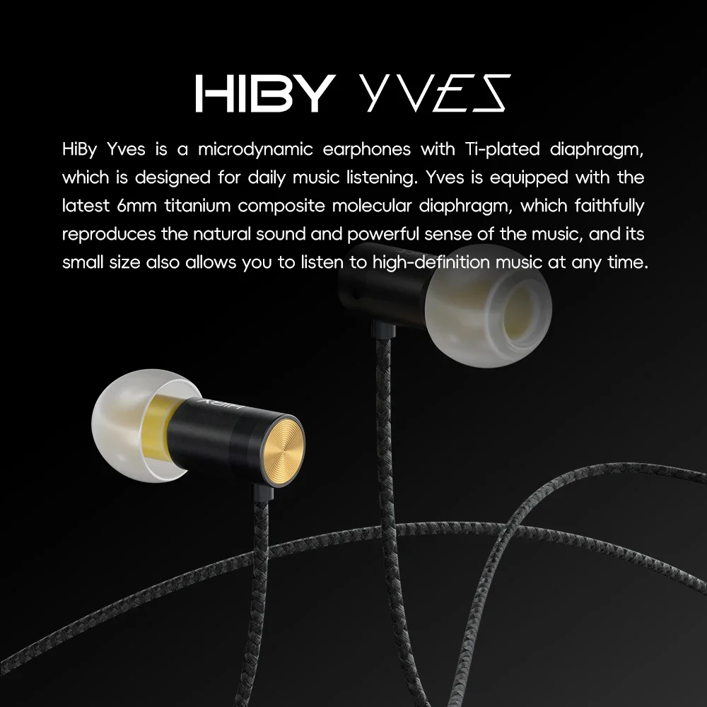 HiBy Yves 6mm Micro-dynamic Ti-plated HiFi Earphones High-magnetic Driver Low Resonance Chamber Noise-isolation Skin-friendly - Image 2