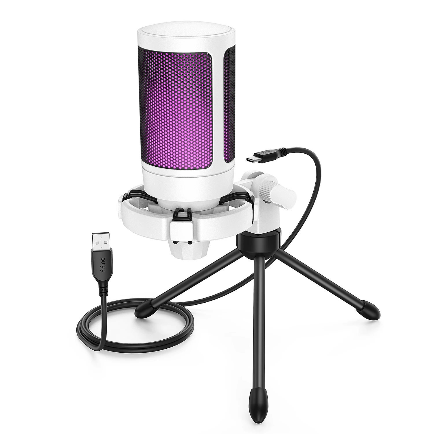 AmpliGame by FIFINE RGB USB Gaming Microphone with Light-touch Mute,Condenser Mic with Tripod for PC,PS4/5,Laptop Streaming-A2 - Image 7