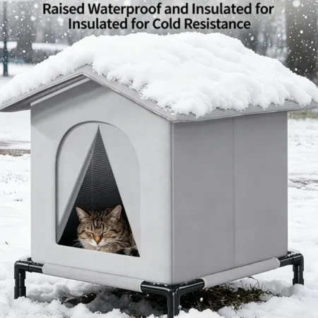 Foldable All-Season Waterproof Cat House Winter Warm Summer Cool Pet Shelter for Indoor & Outdoor Use