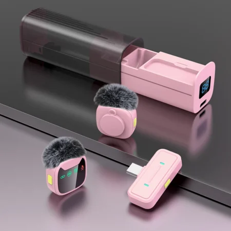 H26 Professional Dual Wireless Lavalier Microphone with LED Charging Case, Suitable for Smartphones, Laptops, Recording Videos