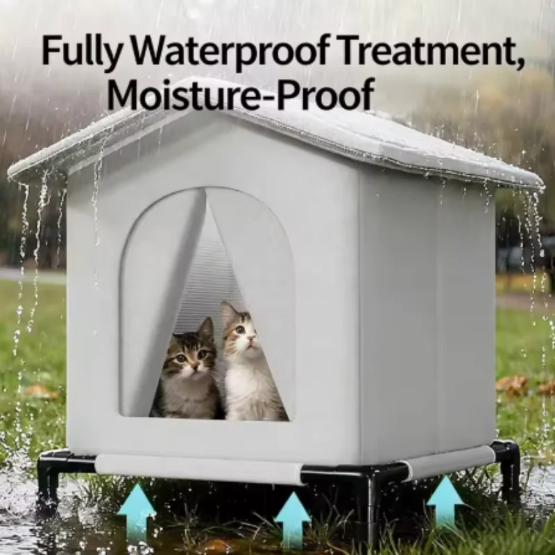 Foldable All-Season Waterproof Cat House Winter Warm Summer Cool Pet Shelter for Indoor & Outdoor Use - Image 2