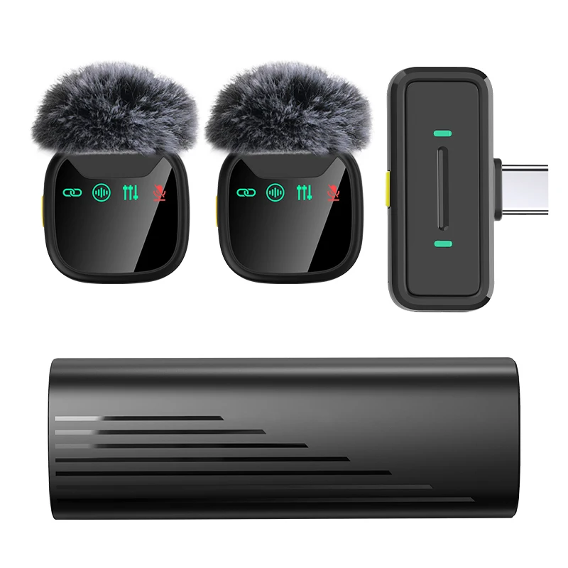H26 Professional Dual Wireless Lavalier Microphone with LED Charging Case, Suitable for Smartphones, Laptops, Recording Videos - Image 7